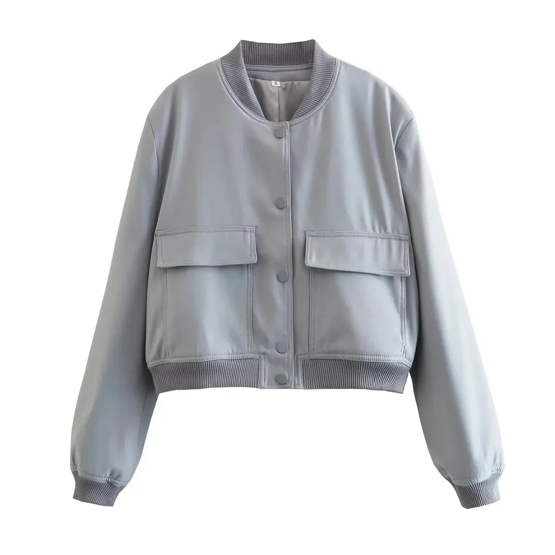 Street-Wave Womens Short Jacket With Crew Neck Premium Materials All Season Outerwear