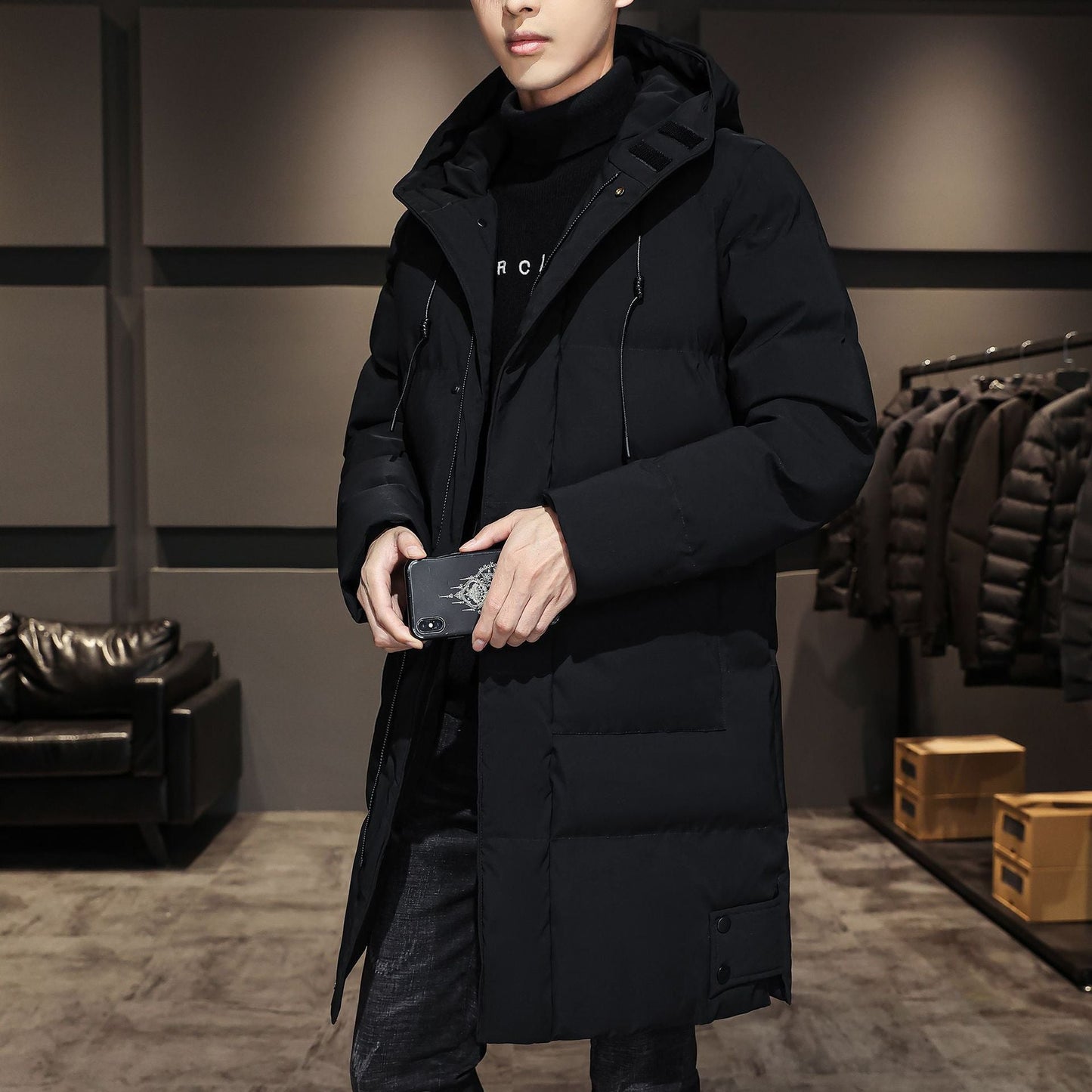 Street Wave Mens Long Puffer Coat Insulated Weatherproof Winter Jacket For Men Premium Warmth