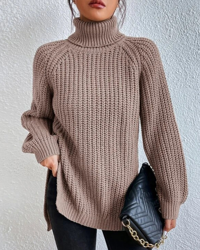 Beatrice Cozy Winter Ribbed Turtleneck Sweater For Women Street Wave