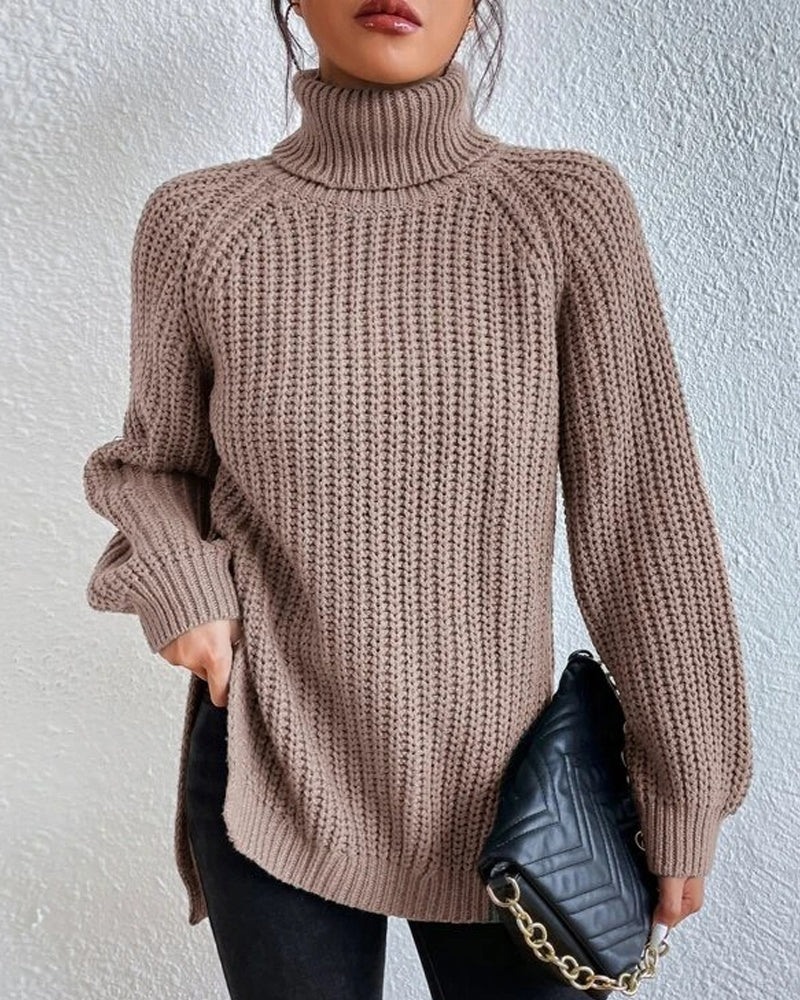 Streetwave Women Cozy Chunky Knit Turtleneck Sweater Loose Fit For Autumn Comfort