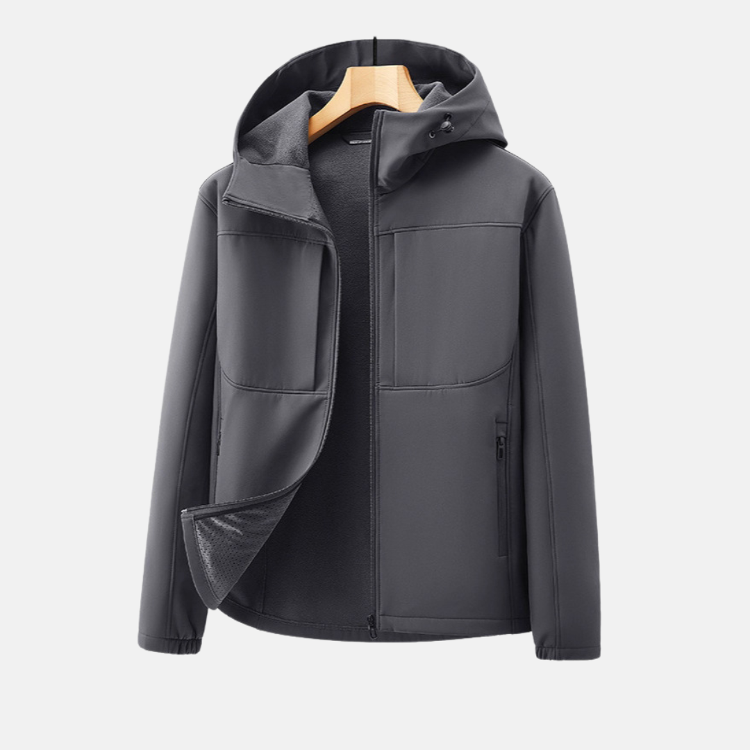 Street-Wave Men’s Softshell Jacket With Fleece Lining Regular Fit Adjustable Hood And Zip Pockets