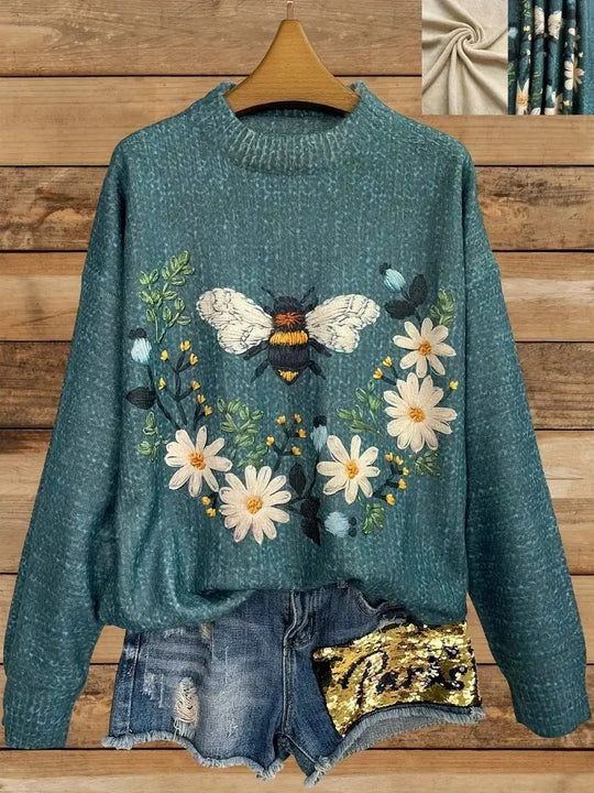 Streetwave Womens Knit Top Nanda With Sheep Print Soft Cozy Fit For Spring Fashion