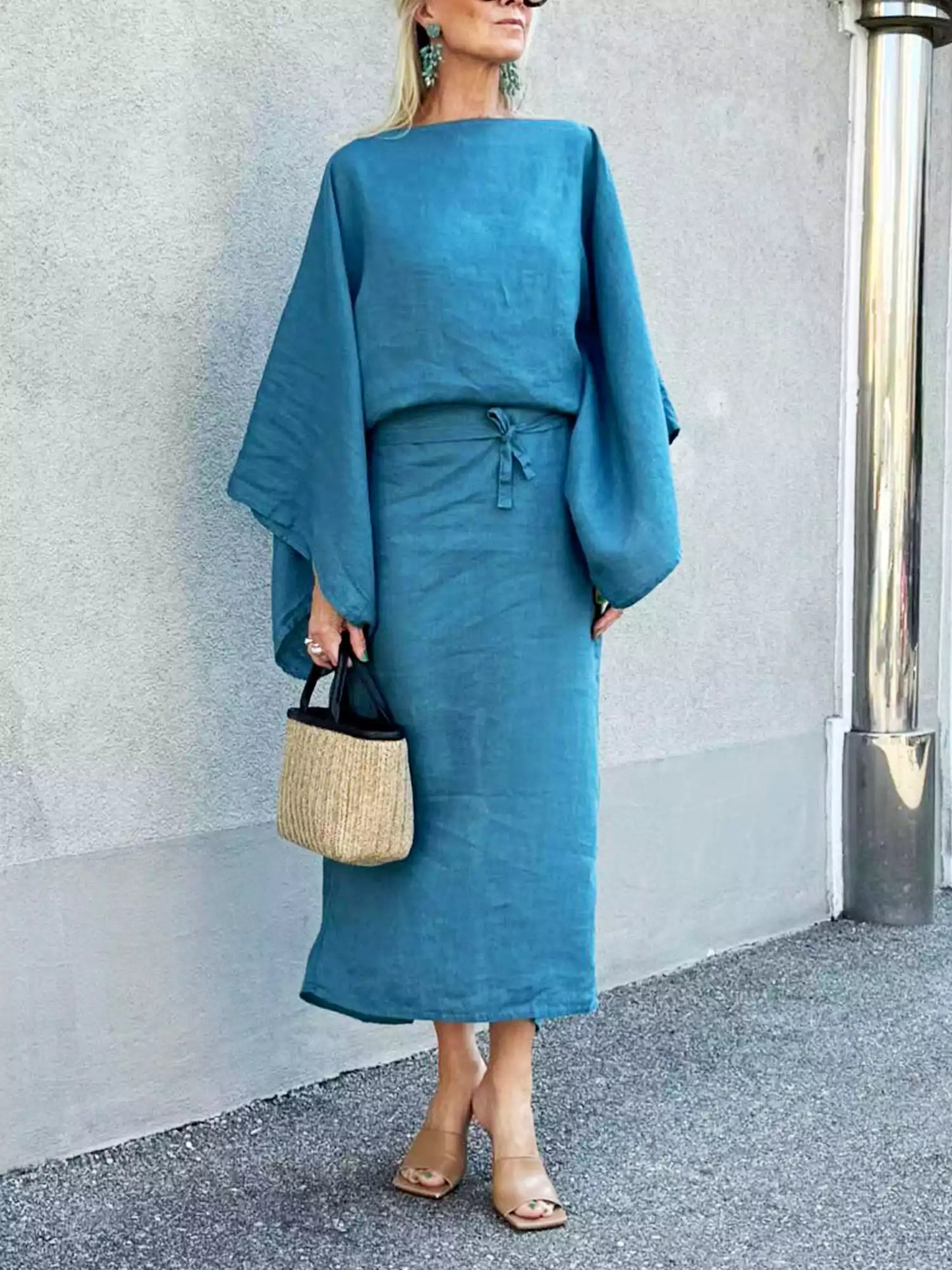 Street Wave Gianna Kimono Midi Dress For Petite Women Flowing Silhouette