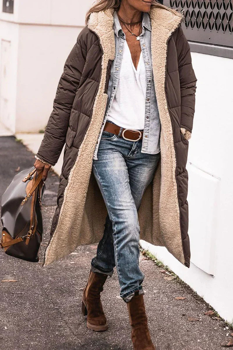 Street-wave Reversible Coat For Women Luxurious Two Designs Brown Outerwear For Effortless Style