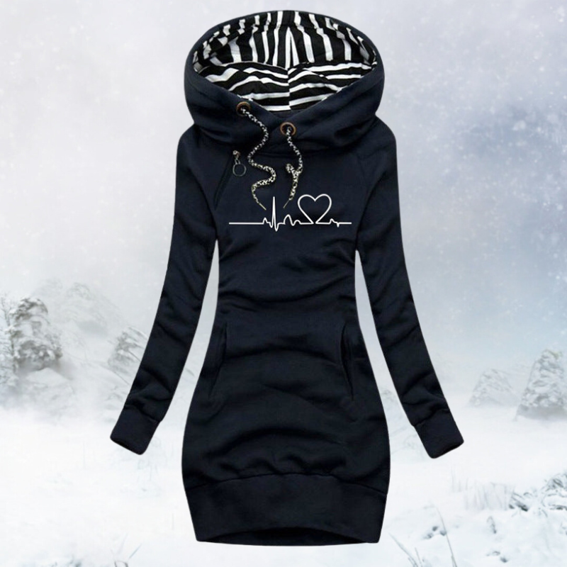 Streetwave Malia Heartbeat Print Pullover Dress For Women Cozy Winter Essential MustHave