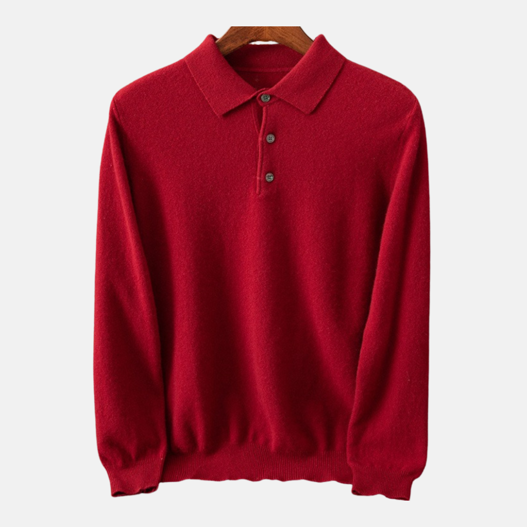 Street-Wave Men's Fine Gauge Knit Polo Shirt Long Sleeve