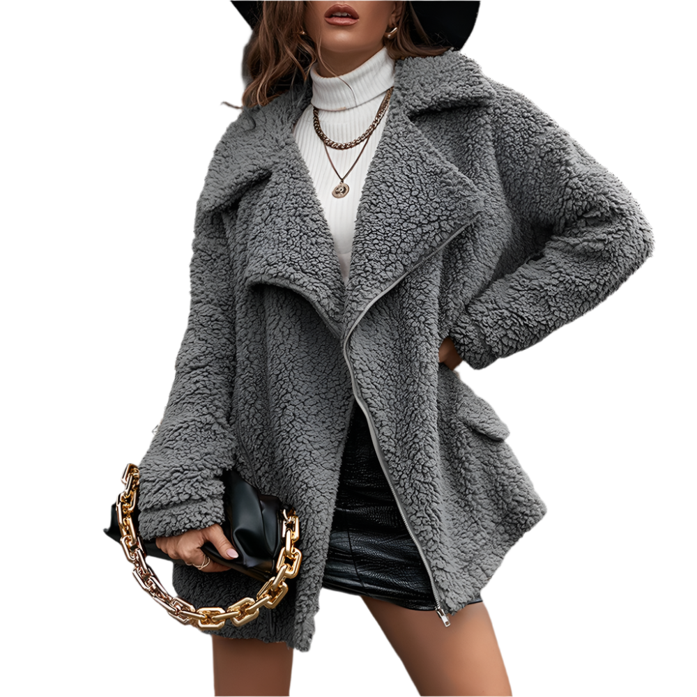 Street-Wave Women's Cozy Fleece Jacket With Zip Front Soft Sherpa Lined Warm Coat