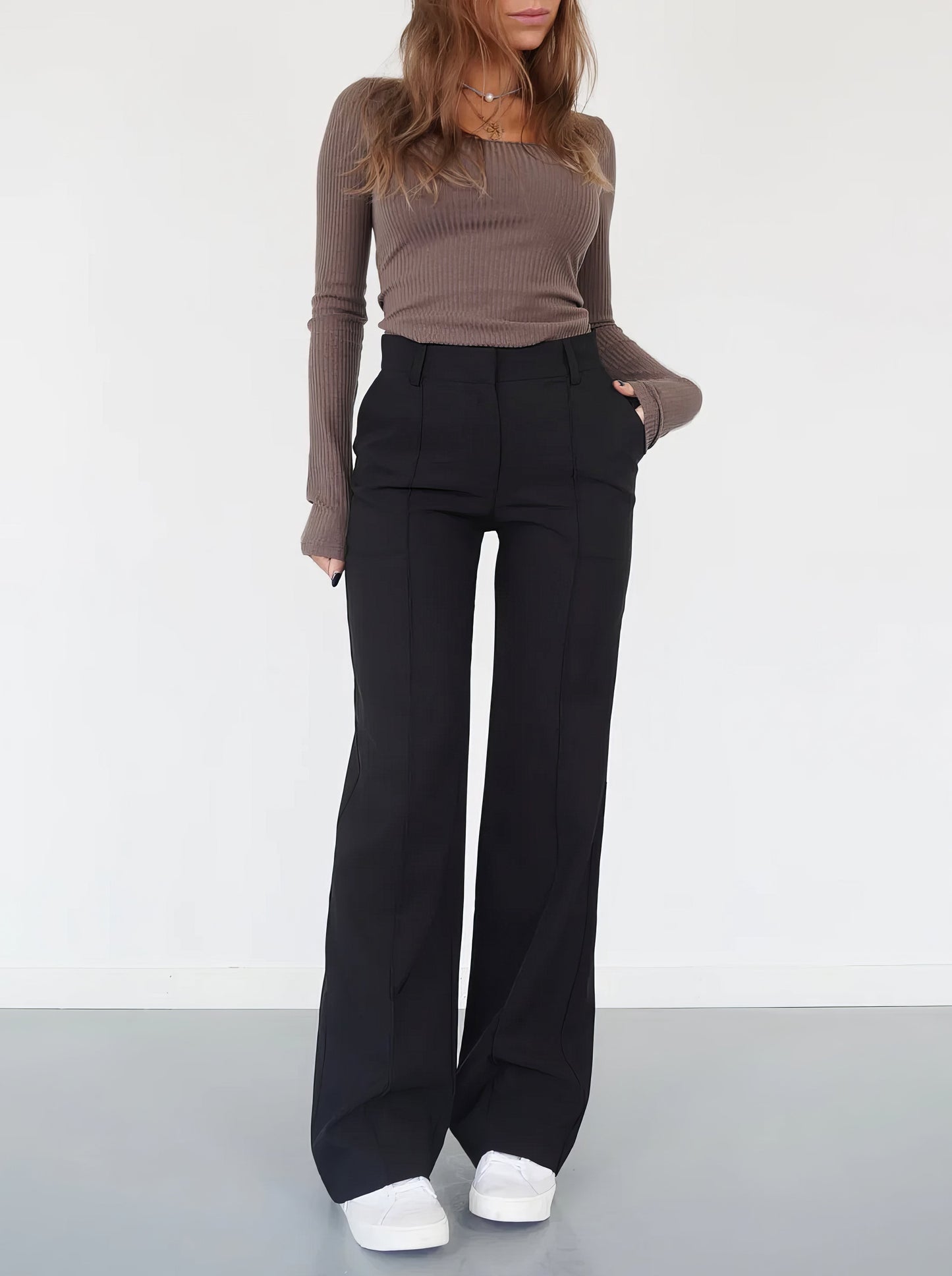 Street-Wave High Waisted Straight Leg Pants For Women - Flattering Fit, Sophisticated Everyday Wear