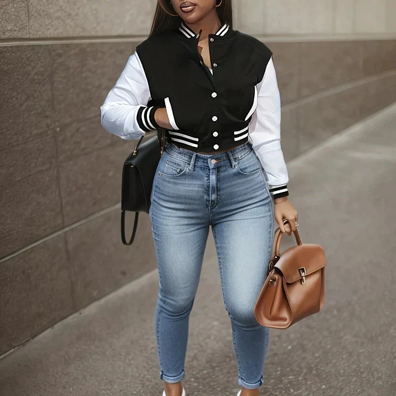 Street Wave Womens Bomber Jacket Casual Lightweight Layering Trendy Streetwear For Women