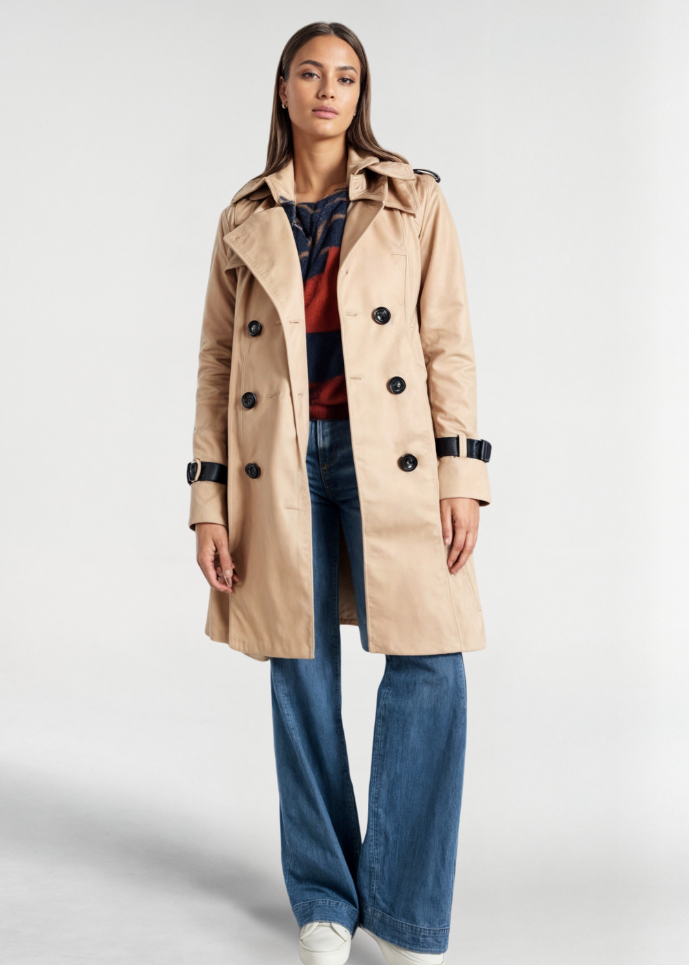 Street-wave Double Trench Coat With Structured Bodice And Modern Flexibility For All Seasons