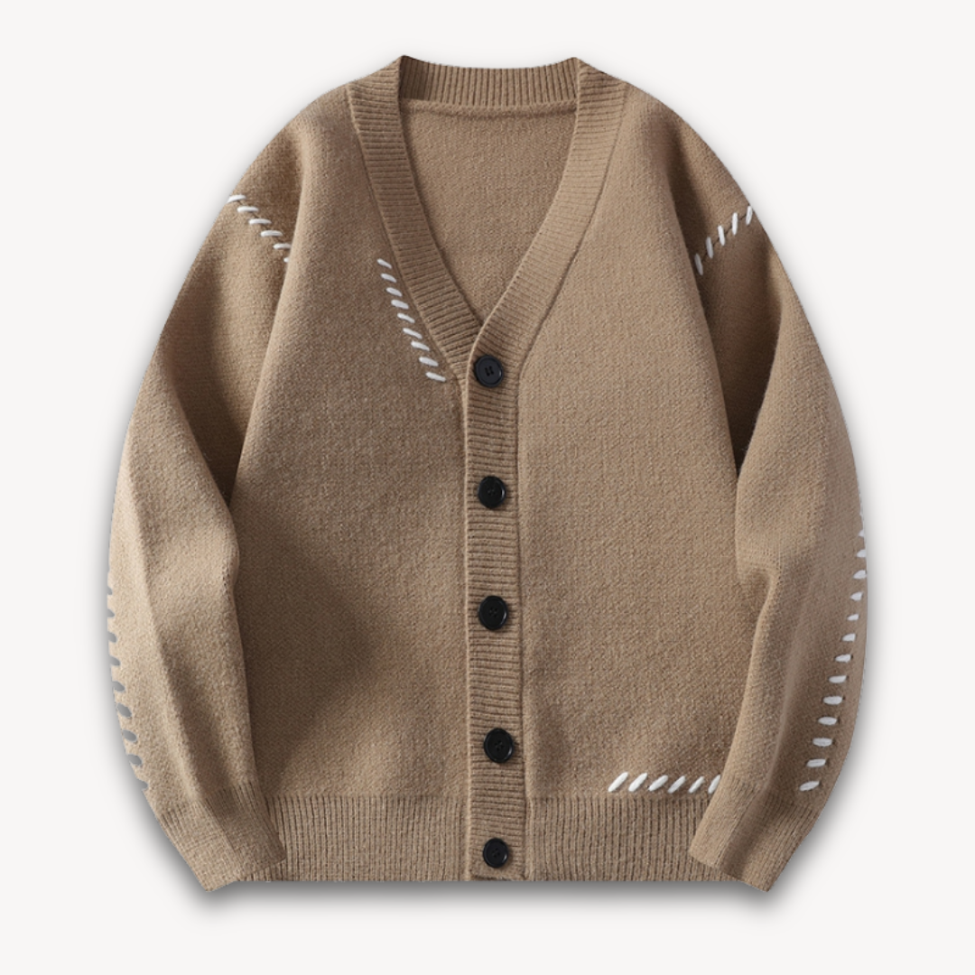 Men's Oversized Cardigan With Soft Knit Fabric Button Closure For Casual Layering Cream