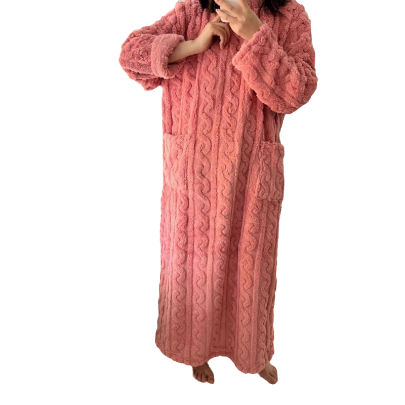 Street-Wave Winter Coral Velvet Homewear Plush Robe For Ultra Cozy Lounge Days Women