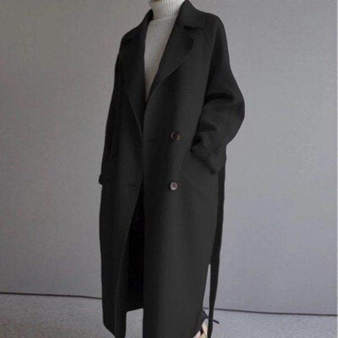Street-wave Wool Coat For Women Longline Belted Fit With Luxurious Warmth And Elegant Silhouette