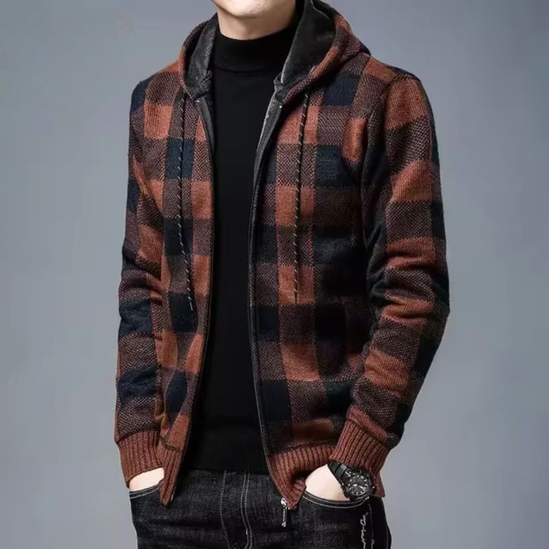 Regalstone Men's Plaid Fleece Hoodie Zip Up Warm Cozy All Day Comfort Soft Insulating Fabric For Cold Weather