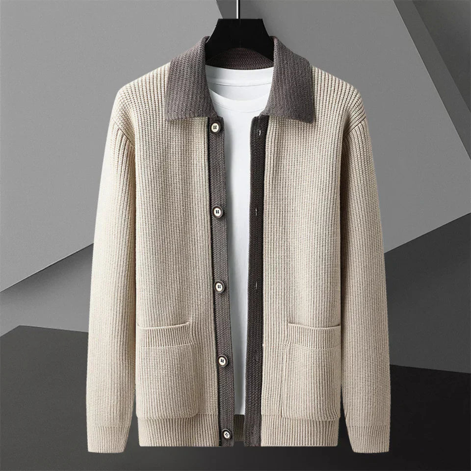 Streetwave Vintage Knit Cardigan For Women With Folded Collar And Timeless Elegance