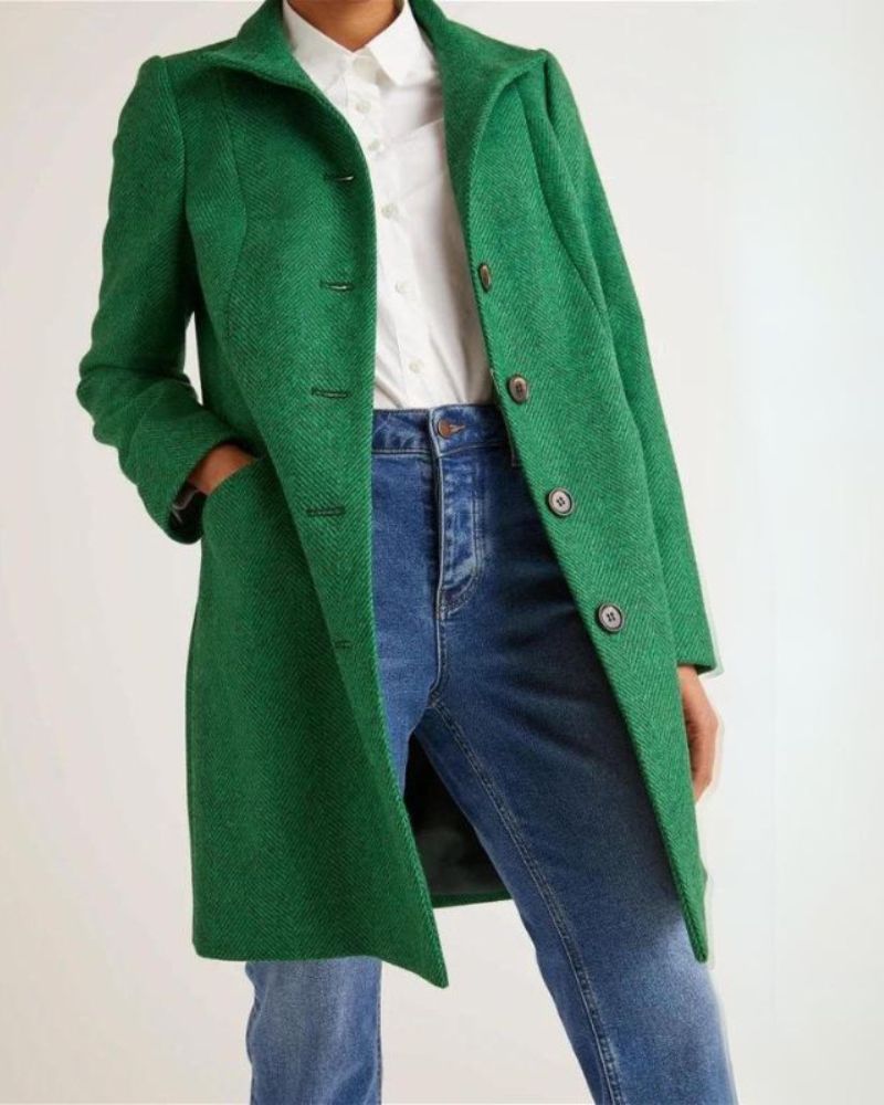 Street-wave Emerald Green Coat For Women, Classic Yet Stylish Winter Jacket, Warm And Cozy Outerwear