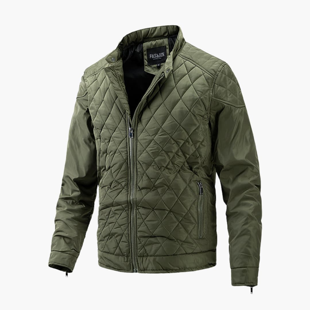Street-Wave Quilted Diamond Jacket For Men Urban Style Warmth Versatile Outerwear