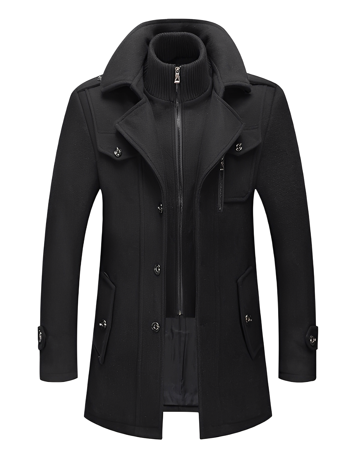 Street-wave Mens Double Collar Jacket With Modern Cut Premium Materials And All Day Comfort