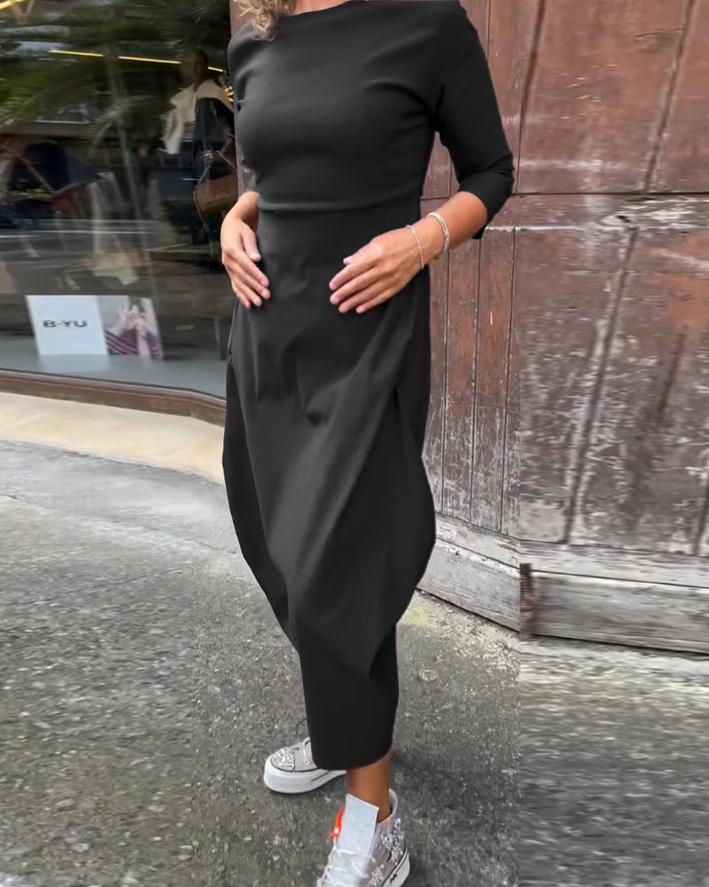 Street-Wave Womens Long Sleeve Dress With Pockets For Modern Women Elegant Silhouette All Day Comfort