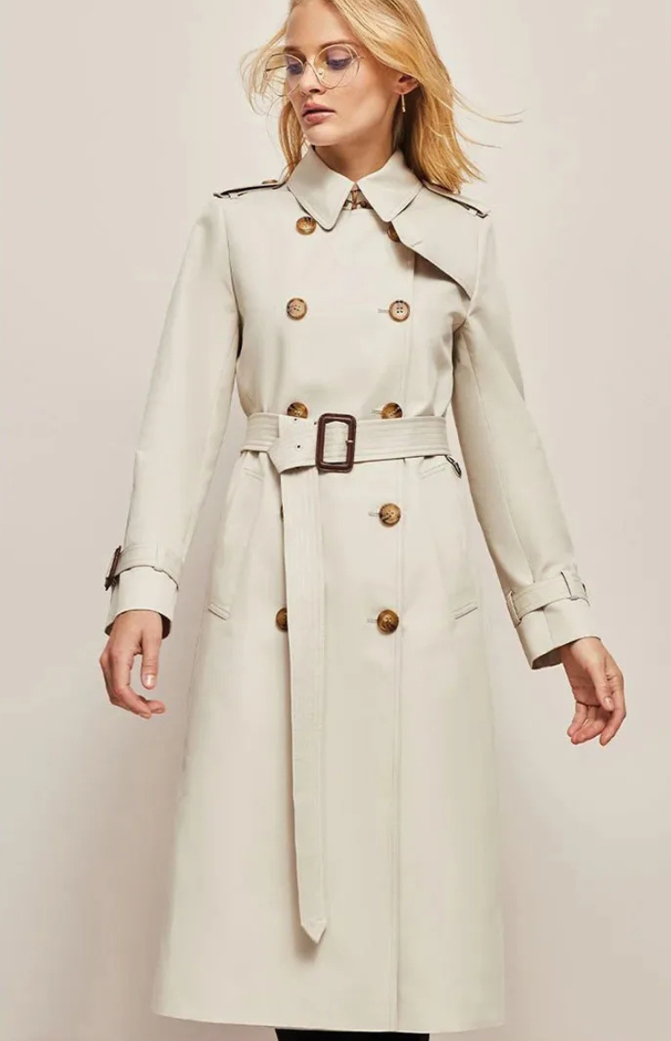 Street Wave Long Trench Coat With Lapel Collar For Women Chic Timeless Style Versatile Everyday Wear