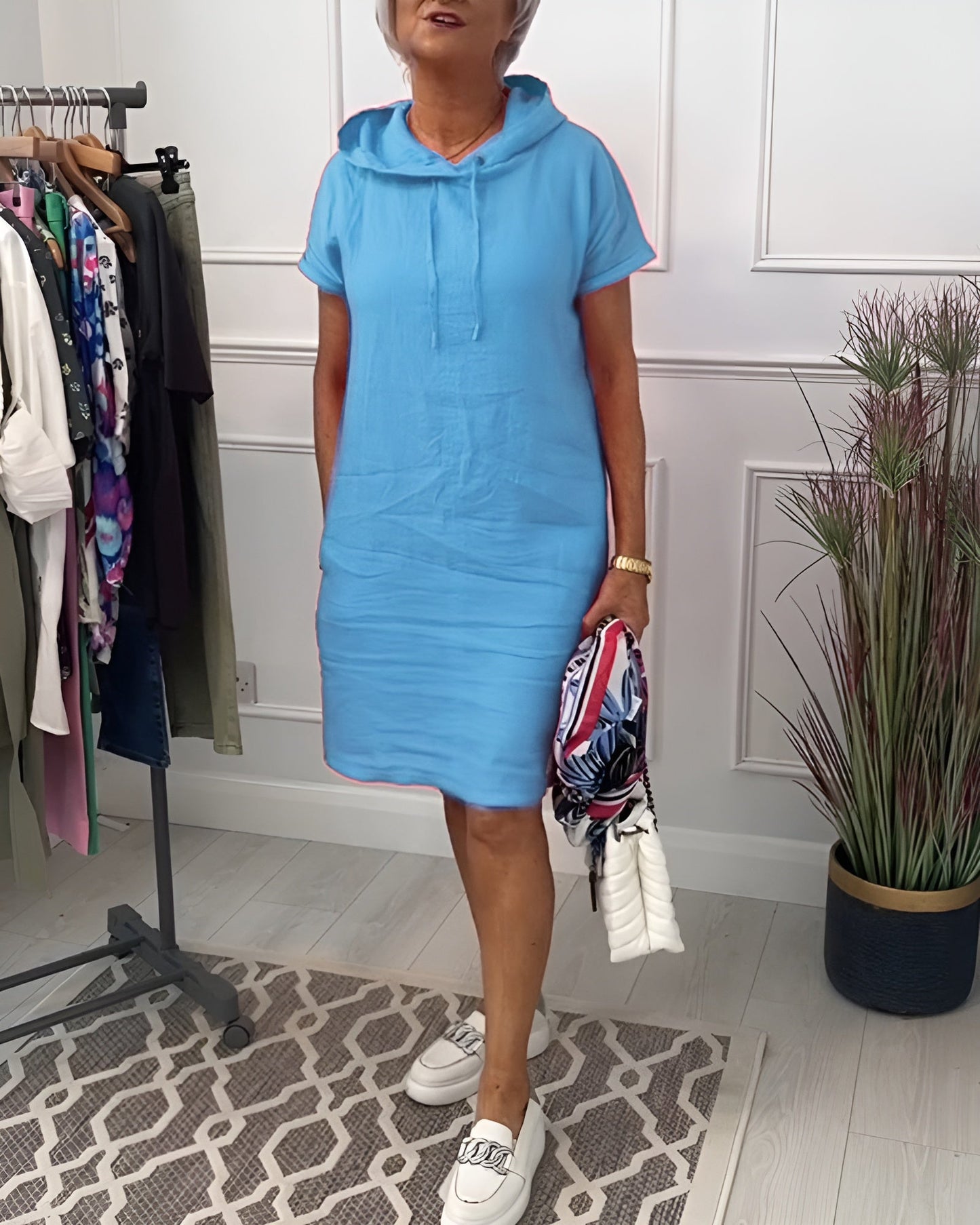 Women's Hoodie Dress with Relaxed Fit and Adjustable Hood