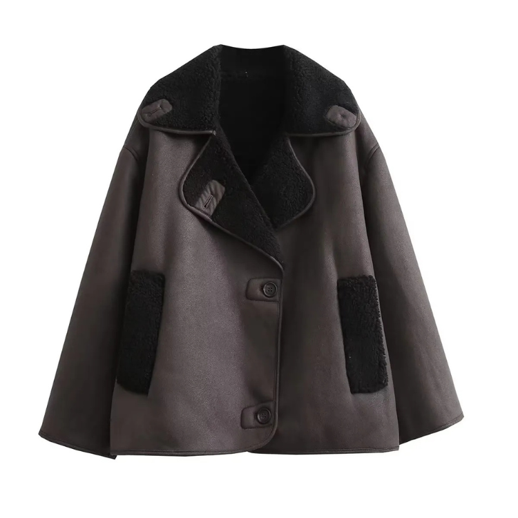 Street-wave Women's Warm PU Jacket for Active Fashion Lovers Cozy Stylish Winter Coat