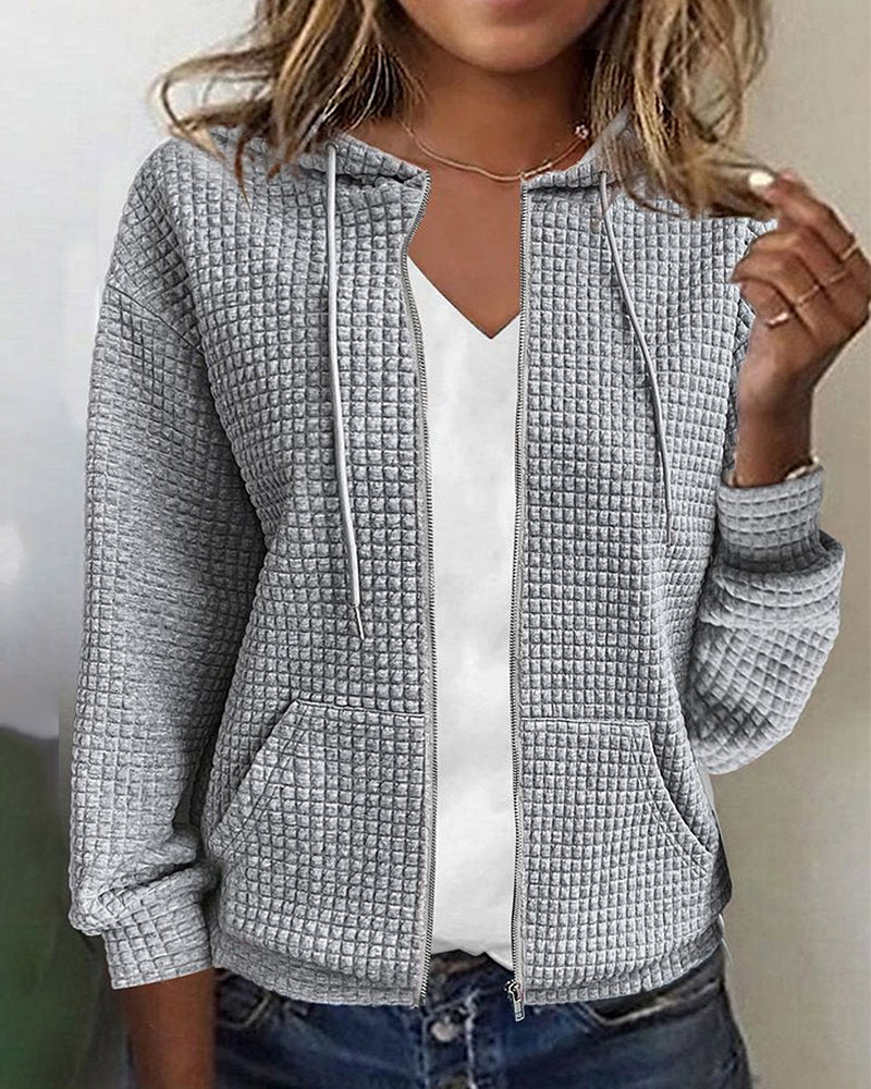 Street-wave Women's Quilted Zip Cardigan For Cozy Warmth And Elegant Winter Style
