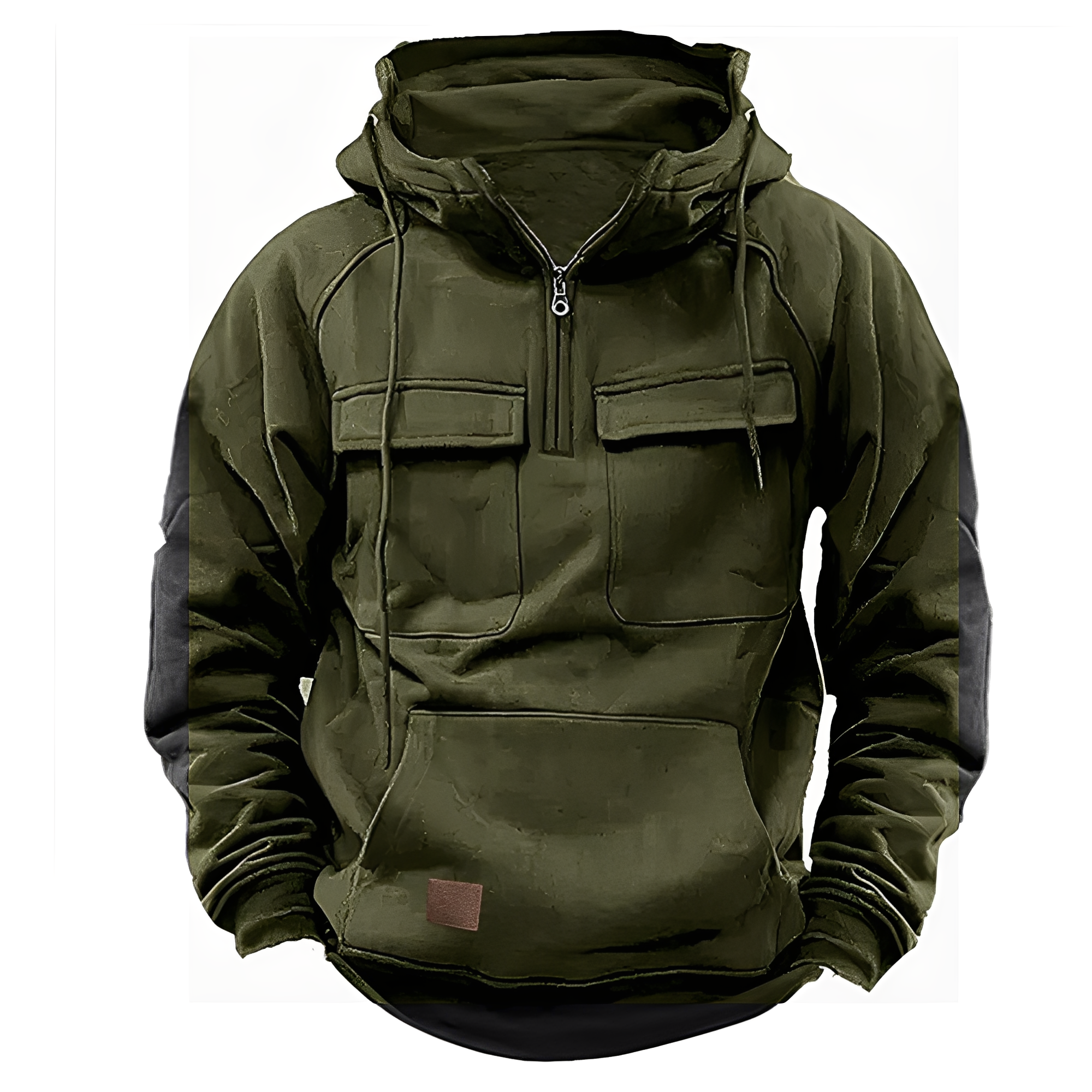 Street-Wave Hoodie With Multiple Front Pockets For Men Cotton Blend Thermal Insulation
