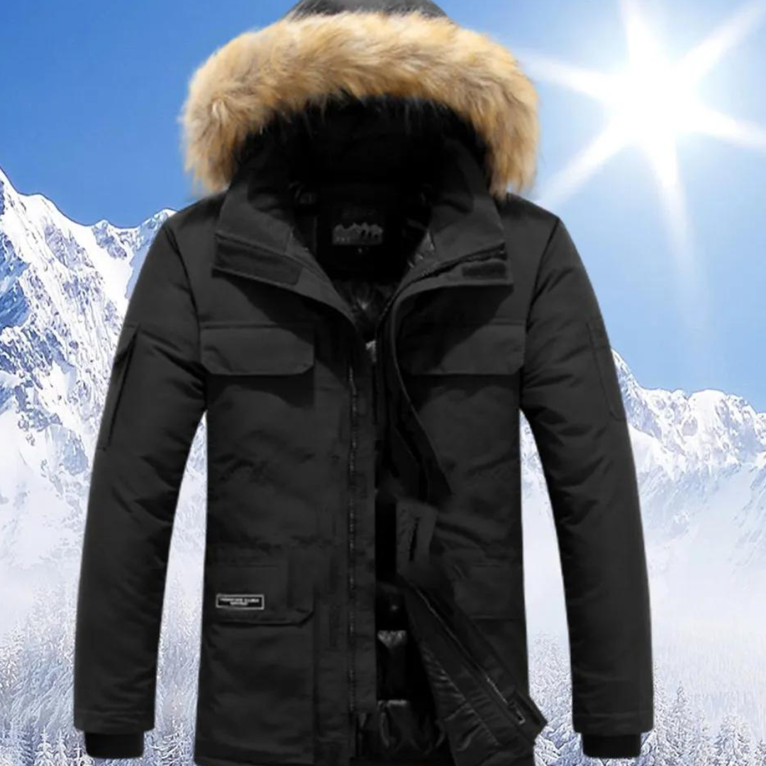 Street Wave Parka For Men With Fur Trim Hood Long Warm Weatherproof Winter Seasonal Insulated Coat