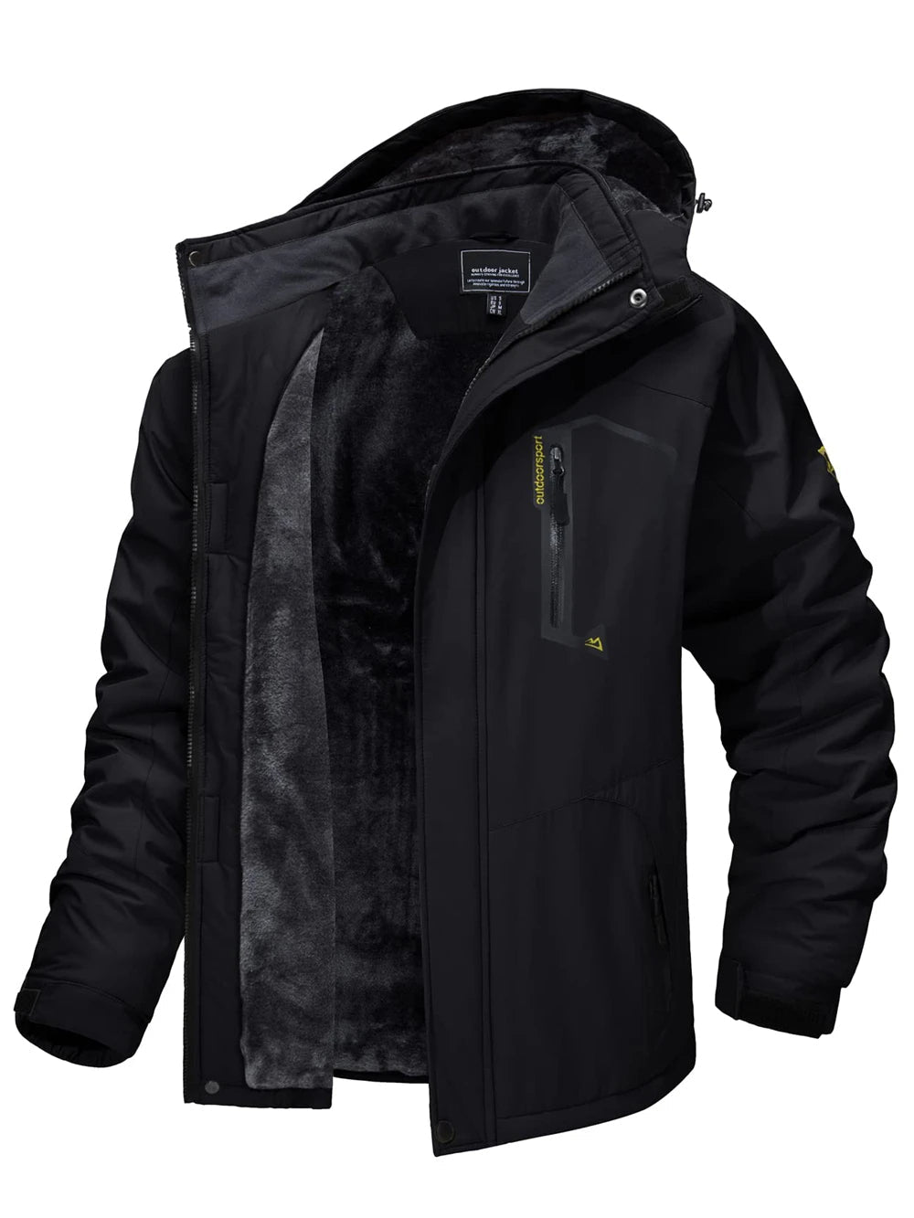 Street-wave Mens Waterproof Parka With Removable Hood And Cozy Fleece Lining For Outdoor Winter