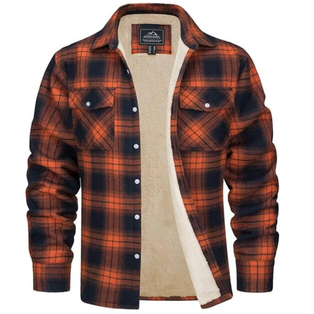 Street-wave Lumberjack Jacket For Men With Warm Sherpa Lining Durable Plaid Flannel