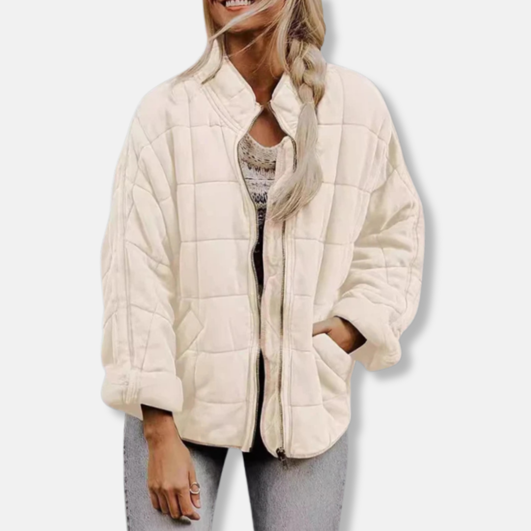 Street-Wave Padded Coat For Women Oversized Quilted Jacket With Stand Collar And Zipper