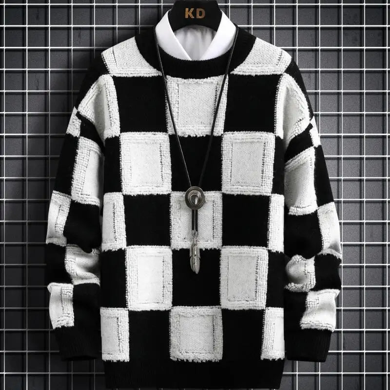 Street Wave Luxe Plaid Cashmere Oversized Pullover For Winter Warmth And Comfort For Women And Men