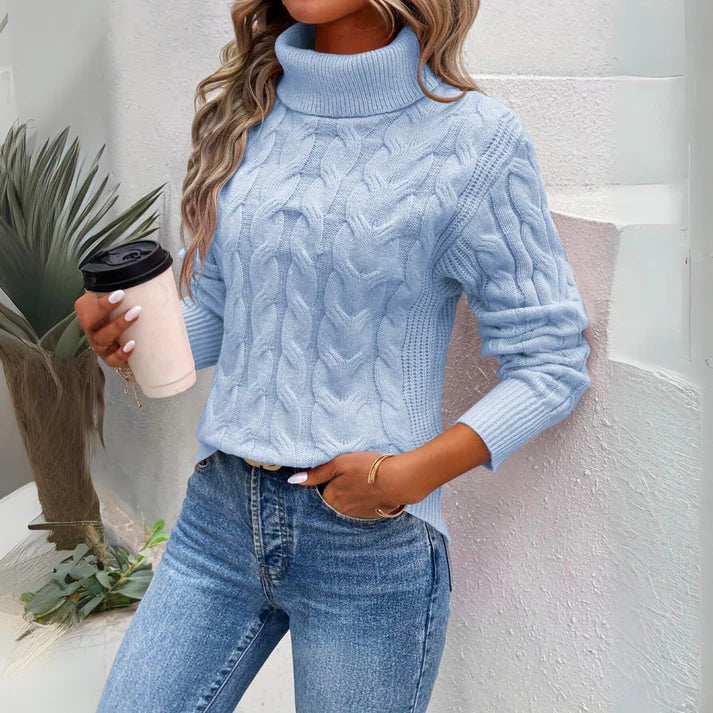 Streetwave Women's Cable Knit Pullover Warm Cozy Modern Essential Everyday Wearable Sweater