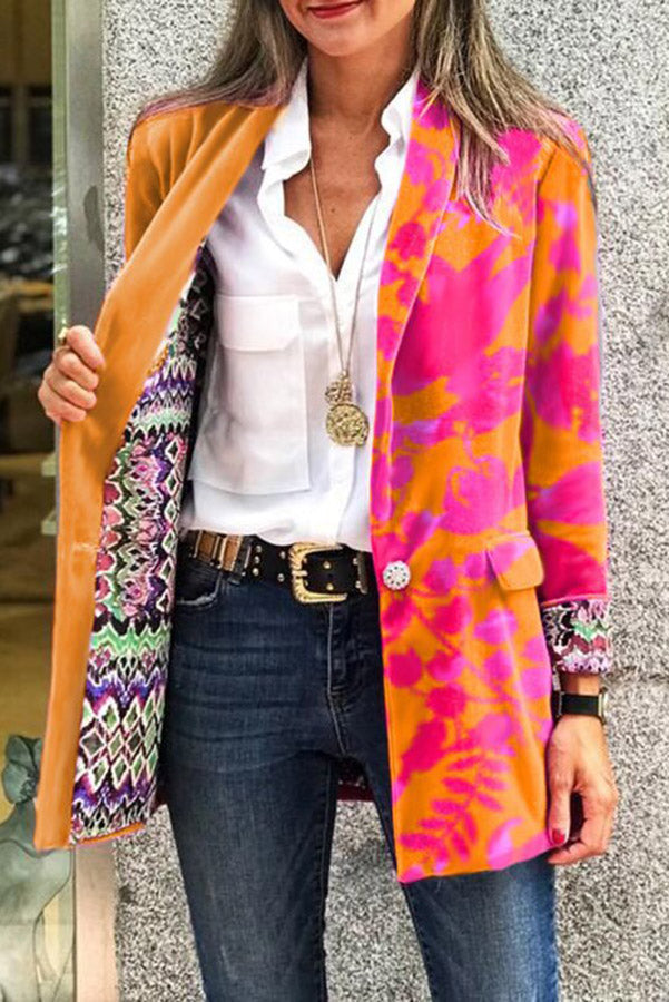 Street-wave Reversible Retro Print Blazer For Women Versatile Timeless Style And Everyday Comfort