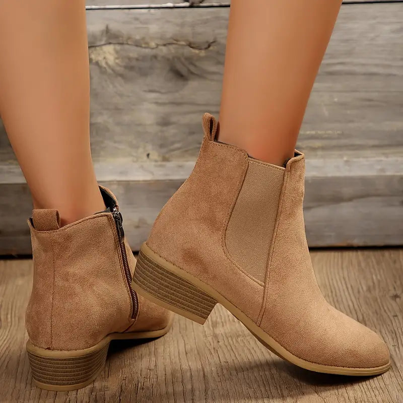 Women's Western-Style Boots with Mid-Height and Block Heel