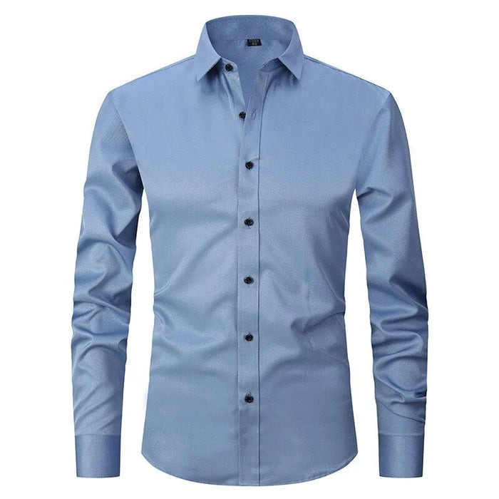 Nordisk Flair Mens Shirt Slim Fit Breathable Stretch Fabric Non Iron Button Closure White