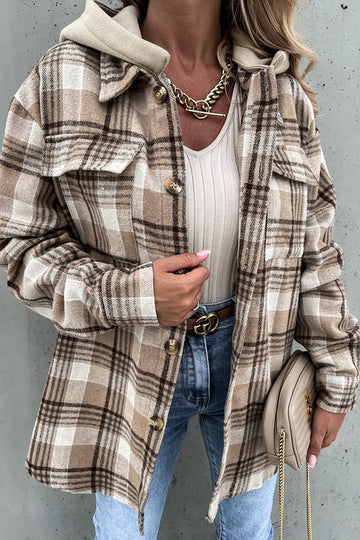 Street-wave Plaid Hooded Jacket For Women Urban Chic Style With Cozy Warmth Perfect For City Living And Layering