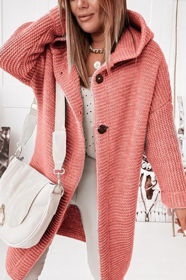 Street-wave Hooded Knit Cardigan For Women Cozy Soft Warm Relaxed Fit For Everyday Streetwear
