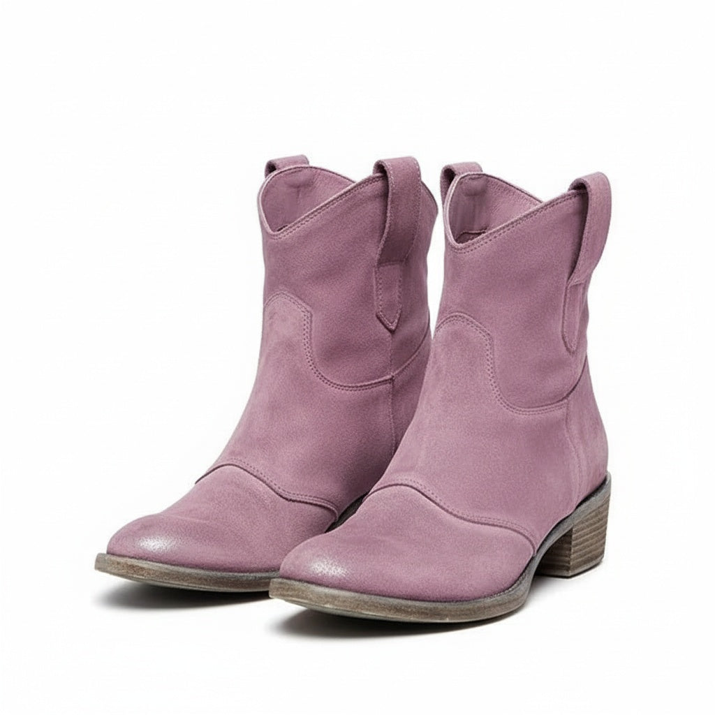 Women's Cowboy Ankle Boots with Mid-Height and Sturdy Design