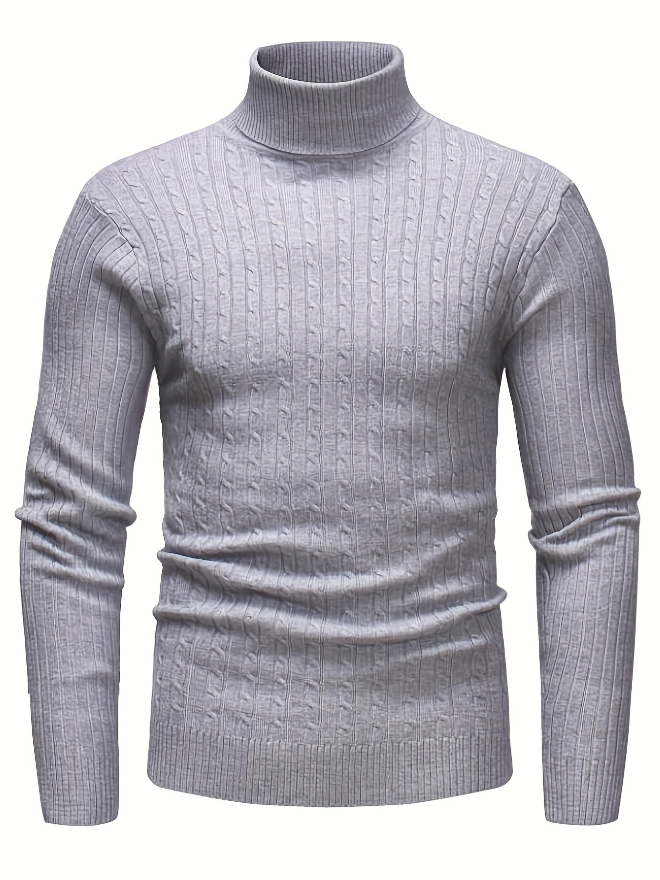 Street-Wave Cable Knit Rollneck Sweater For Men Soft Warm Winter Essential Cozy Everyday