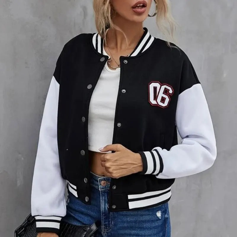 Street Wave Womens Varsity Jacket Cozy Warm Urban Fashion For Women Trendsetters