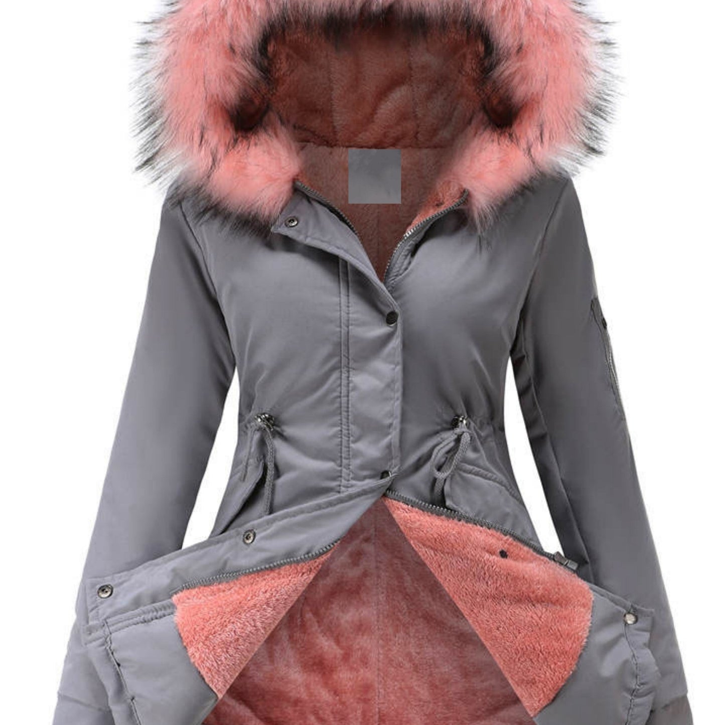 Street-Wave Cozy Fur Hooded Parka Jacket With Front Zip For Urban Winter Style And Warmth
