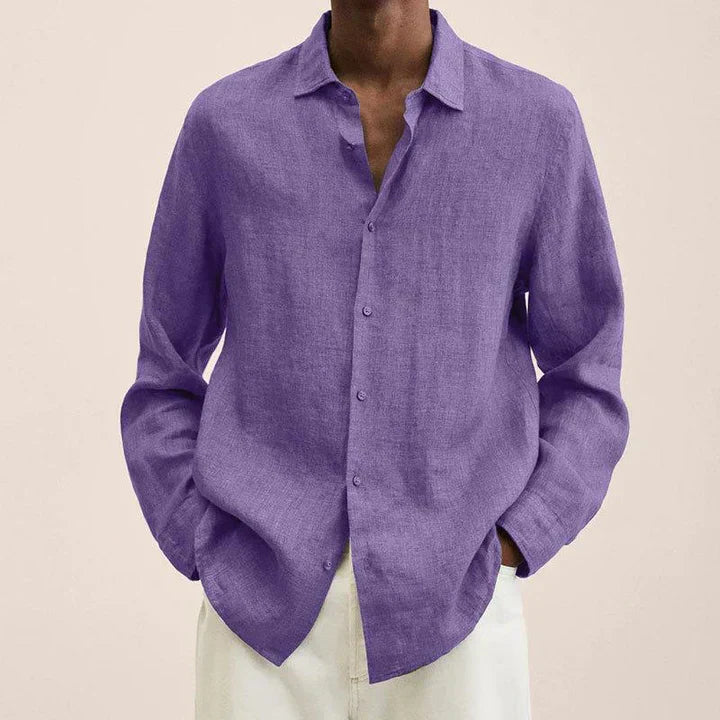 Street Wave Men's Lightweight Linen Shirt Breathable Essential Classic Fit