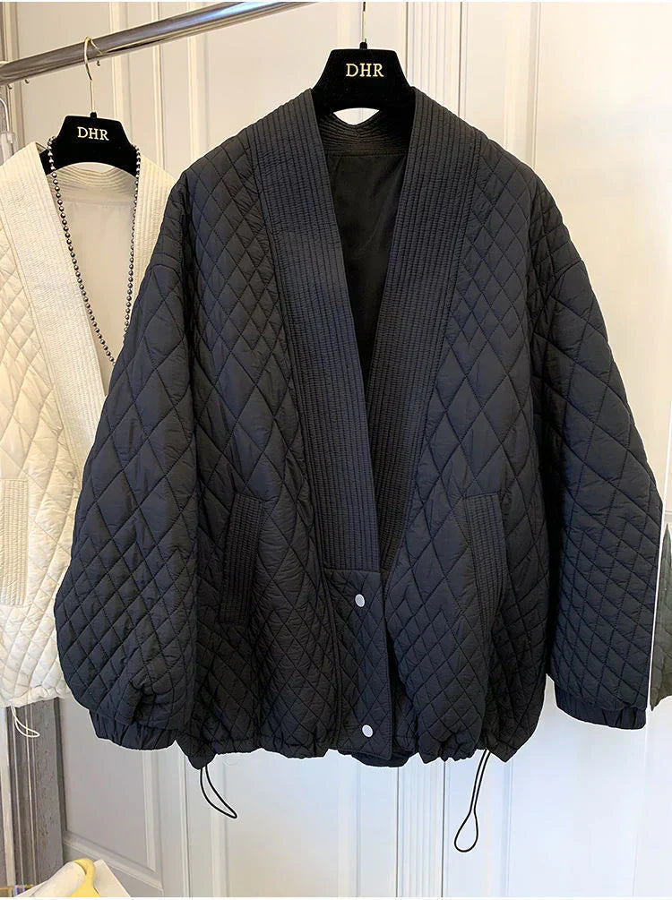 Street-Wave Quilted Cotton Puffer Jacket - Warm Retro Outerwear For Urban Style Seekers