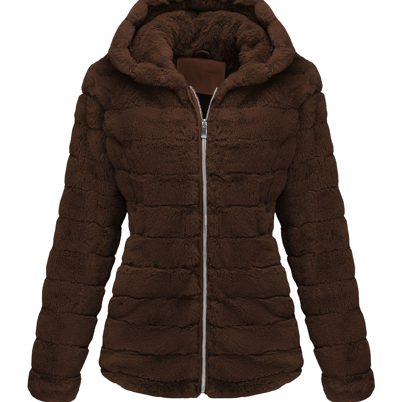 Street-wave Elegant Teddy Coat For Women Warm Plush Zipper Front Jacket Durable Silky Feel