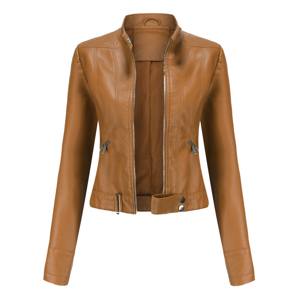 Street Wave Womens Leather Jacket Elegant Real Leather Luxury Fit Timeless Chic Essential