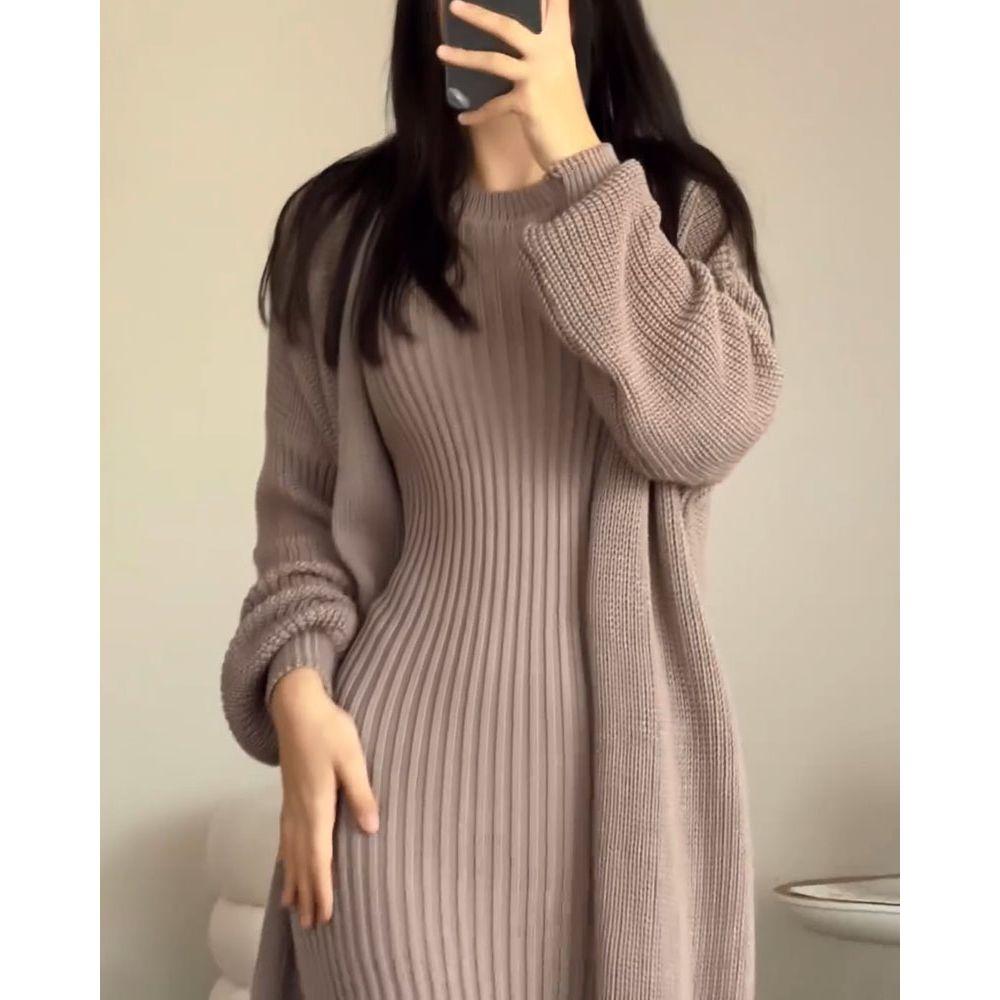 Street-Wave Two-Piece Casual Cotton Knit Set For Women Slim Fit All-Season Warmth
