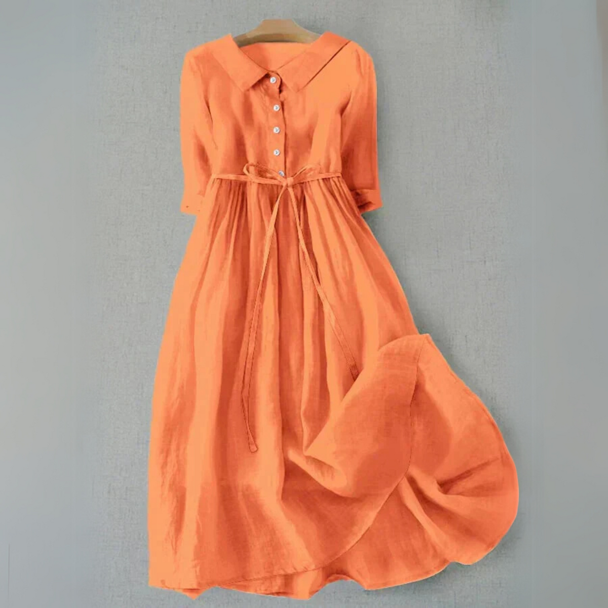 Women's Casual Dress with Short Sleeves and A-Line Cut