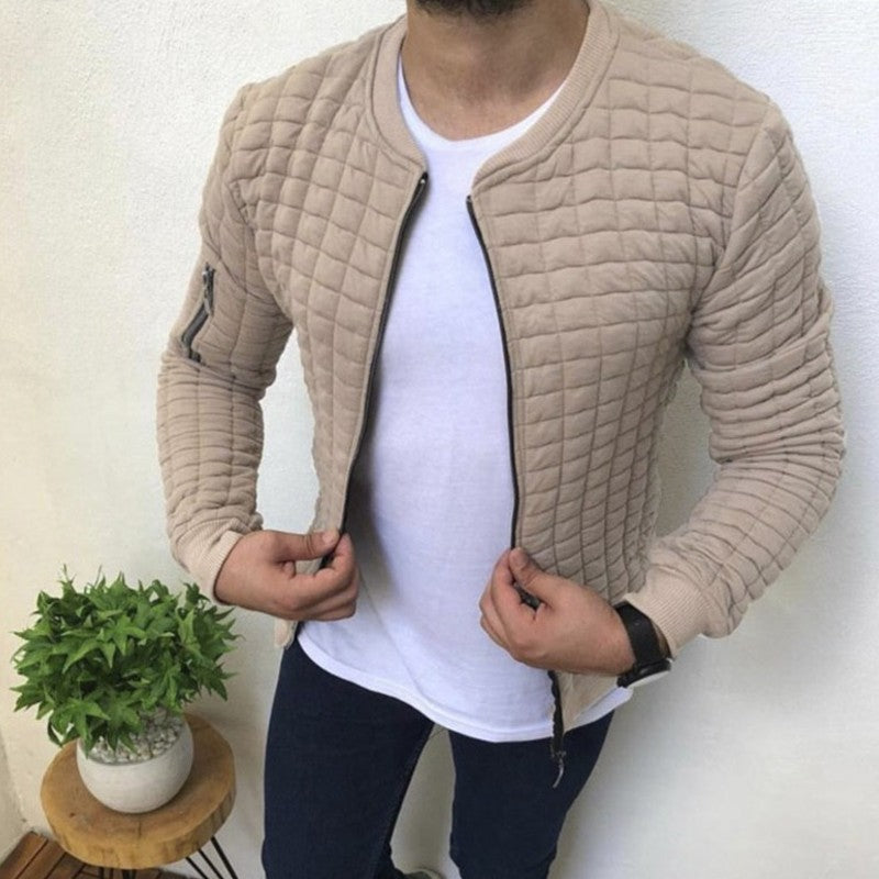 Quilted Bomber Jacket For Men By Street-wave With Warm Padding And Zippered Arm Pocket